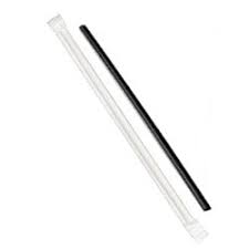 [10STR-BLK] 10" Black Plastic Straw Wrapped Closeout