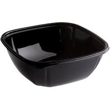 [15048M-BK] 48 oz Medium Black Square PET Bowl