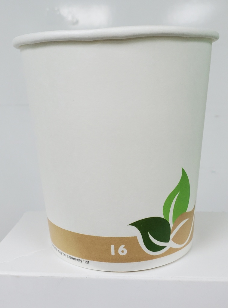 [ECO-16SOUP] 16 oz Soup Cup Paper Bulk Green Beige Leaves