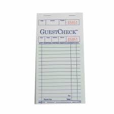 Guest Check 1 Part Cardboard 19 Line 50 Sheets