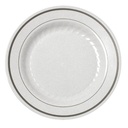 [MP9WSLVR] 9" Plate White Silver Border