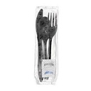 [MK85-B] Cutlery Kit Heavy Black Fork Knife Spoon Napkin Salt Pepper