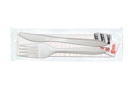 Cutlery Kit Heavy White Fork Knife Napkin Salt Pepper