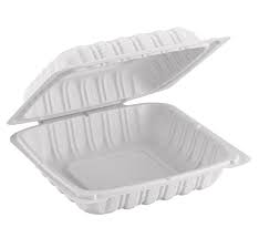 8x7.5x2.75" Hinged White TFPP Container