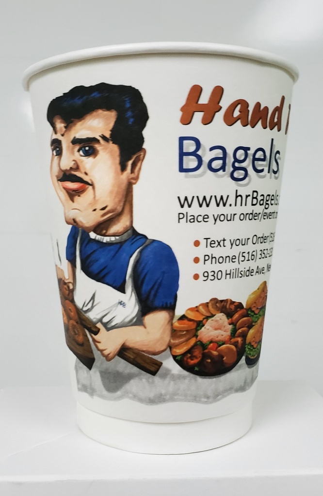 12 oz Hot Cup Double Wall Hand Rolled Bagels Print