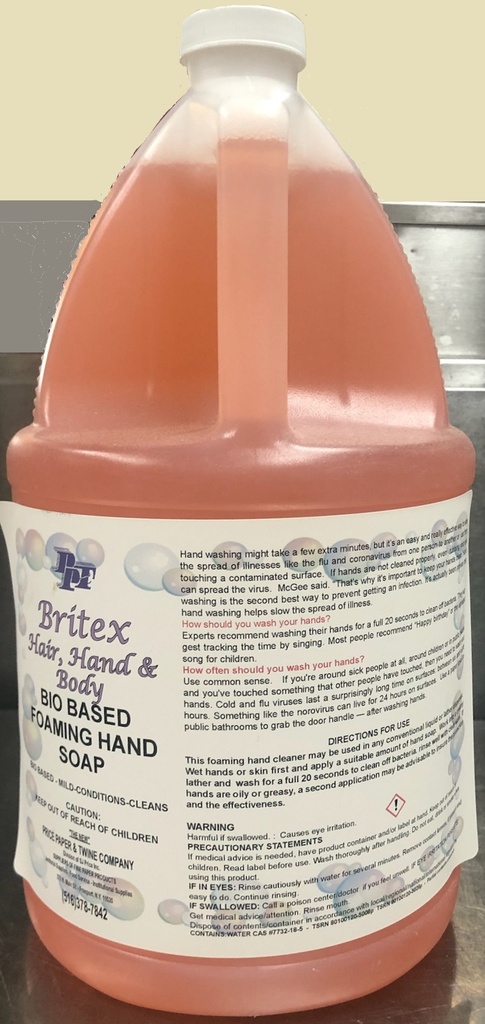 Britex Hair Hand Body Soap Foaming Gallon