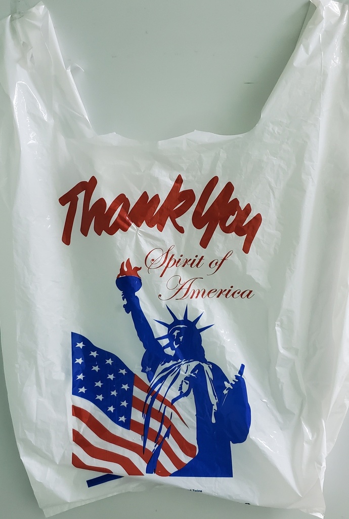 1/6 T-Shirt Bag USA Flag LDPE 1 mil