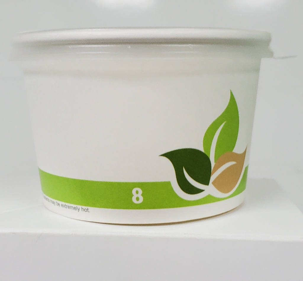 8 oz Soup Combo Paper Green Beige Leaves PP Lid