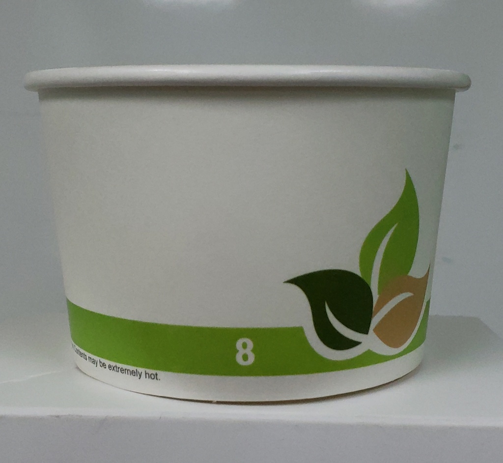 8 oz Soup Cup Paper Bulk Green Beige Leaves