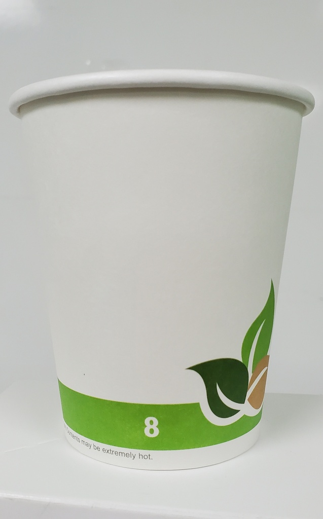 8 oz Hot Cup Paper Green Beige Leaves PHC08P-D80-PPT
