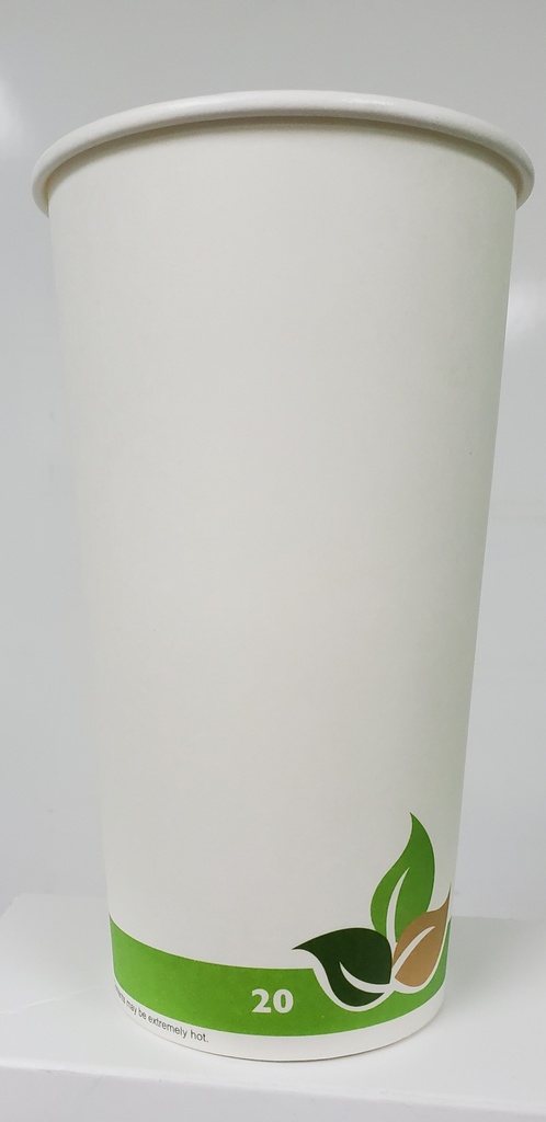 20 oz Hot Cup Paper Green Beige Leaves