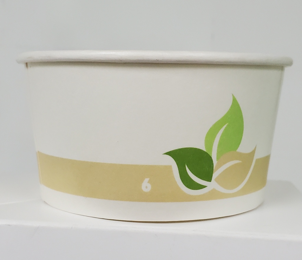 6 oz Soup Cup Paper Bulk Green Beige Leaves