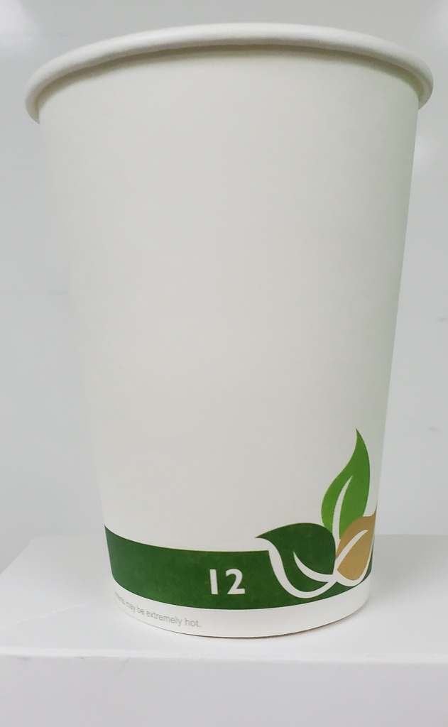 12 oz Hot Cup Paper Green Beige Leaves