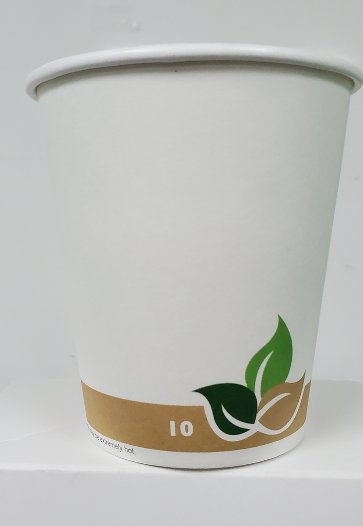 10 oz Hot Cup Paper Green Beige Leaves
