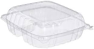 9x9x3" 3 Comp Clear Hinged Container Closeout