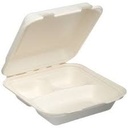 [99CB3] PP93B 9x9x3" 3 Comp Hinged Container Bagasse Compostable