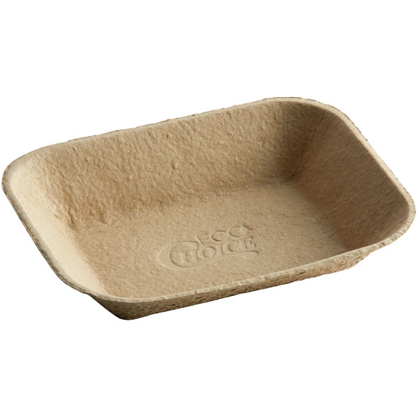 4D 9x7x1" Fiber Tray Compostable