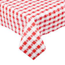 Table Cover Plastic 54x108" Red White Check Closeout