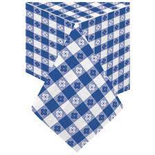 Table Cover Plastic 54x108" Blue White Check Closeout