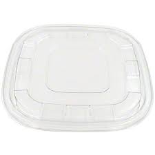 Lid Flat Square Clear PET for 80 120 oz Bagasse Bowls