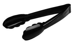 Tongs 9" Heavy Serving Black Scalloped