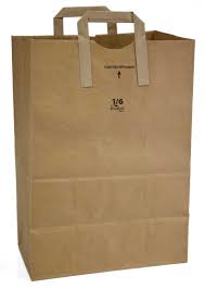 1/6 Shopping Bag Paper Kraft Flat Handle 12x7x17"