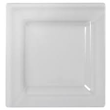 Plate Square 9" White Plastic Closeout