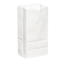 12 lb Paper Bag White Wax Coated 7.13x4.25x13.75"
