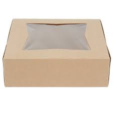 8x8x4" Cake Box Kraft Window on 2 Sides