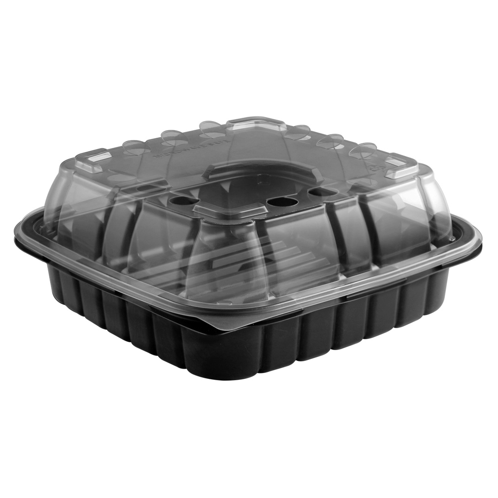 8" Square 33 oz Combo Black Vented Crisp Food Technology Closeout