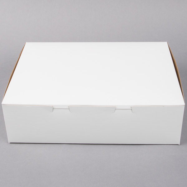 14x10x4" Quarter 1/4 Sheet Cake Box Clay White