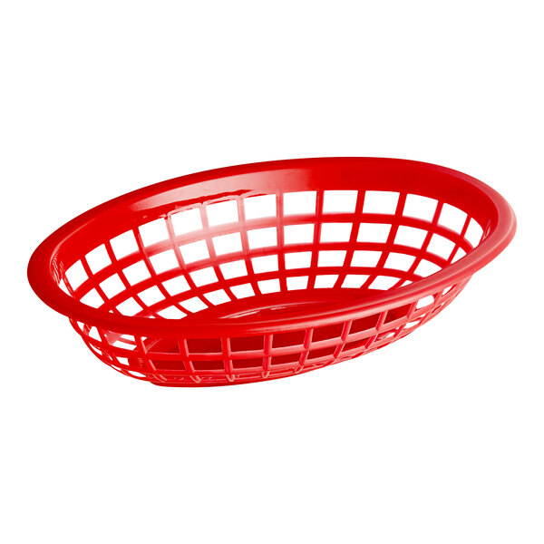 GET OB-734-R 8" x 5 1/2" x 2" Oval Red Plastic Fast Food Basket