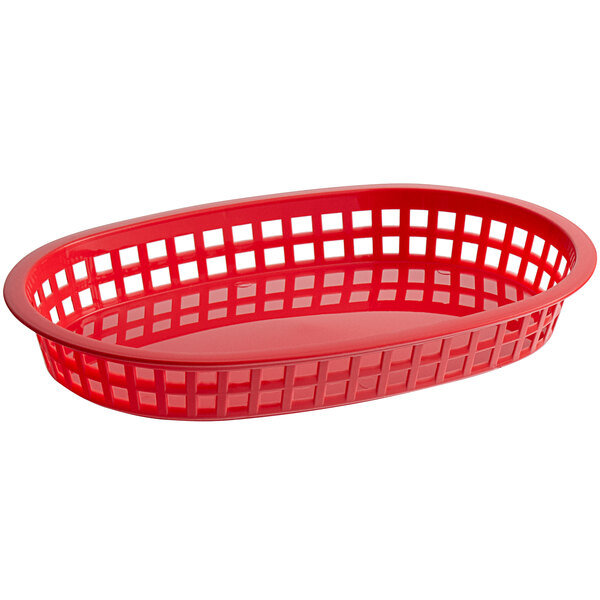 Tablecraft 1076R 10 5/8" x 7" x 1 1/2" Red Oval Chicago Platter Basket