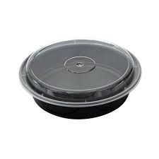 35 oz Round Black Microwave Combo 8" GD