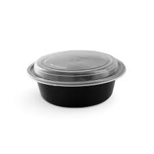 16 oz Round Black Microwave Combo