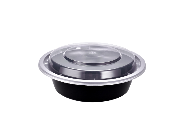 24 oz Round Black Microwave Combo 7"