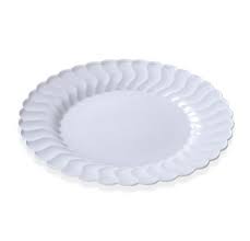 10" Plate White Scalloped PS