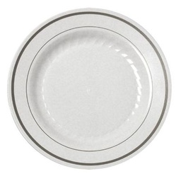 [MP75WSLVR] 7" Plate White Silver Border