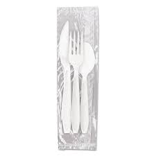 [MK541] Cutlery Kit Medium White Fork Knife Spoon Napkin