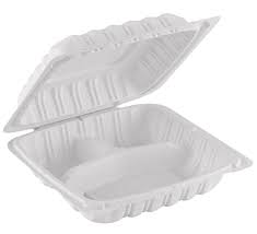 [MB803W] 8x7.5x2.75" 3 Comp Hinged White TFPP Container