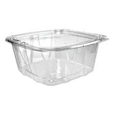 [CH64DEF] 64 oz Hinged Rectangle Tamper Container Flat