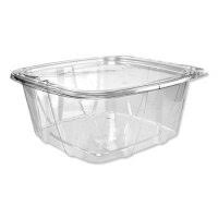 [CH48DEF] 48 oz Hinged Rectangle Tamper Container Flat
