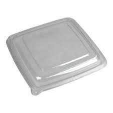 [51901F300PET] Lid Flat Square Clear PET for 32 48 oz Bagasse Container