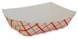 [3FD] 3 lb Paper Food Dish Waxed Red White Checkered
