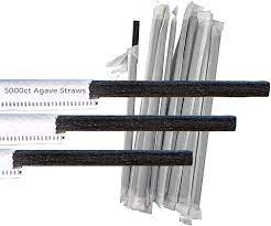 [8STRAW-AGAVE-BLK] 8" Black Agave Straw Wrapped SBA21W 6 mm