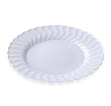 [RE0007WH] 7" Plate White Scalloped PS